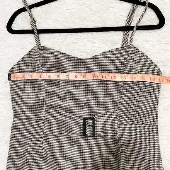 Women Free People My Girl Houndstooth Mini Dress in Medium Gray Size 12 - Picture 5 of 9
